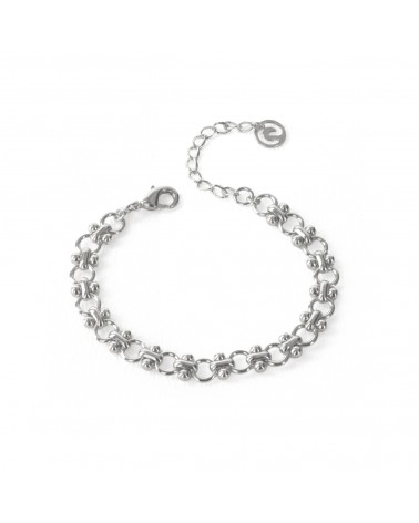 Épithètes - Bracelet taille ajustable chaîne argentée fantaisie à gros anneaux pour femme