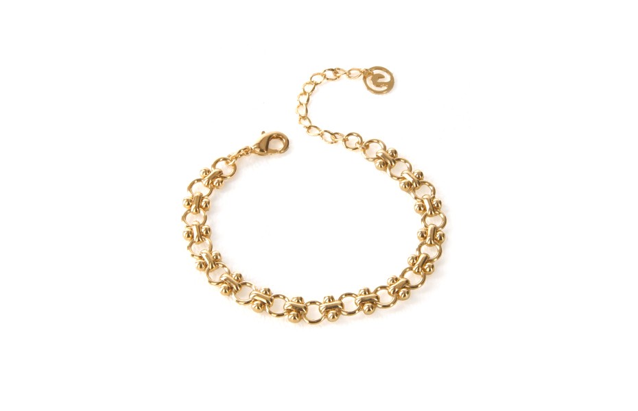 Épithètes - Bracelet taille ajustable chaîne dorée fantaisie à gros anneaux pour femme