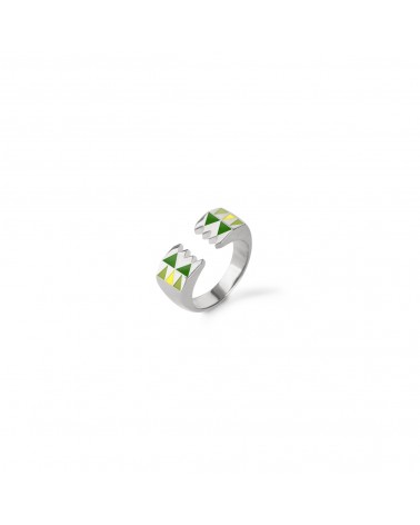 Épithètes - Bague argentée taille ajustable motif pattes de lion géométriques stylisées 5 teintes au choix pour femme -vert