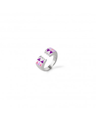 Épithètes - Bague argentée taille ajustable motif pattes de lion géométriques stylisées 5 teintes au choix pour femme -violet