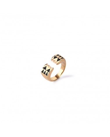 Épithètes - Bague dorée taille ajustable motif pattes de lion géométriques stylisées 5 teintes au choix pour femme -noir