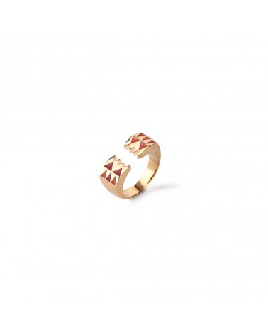 Épithètes - Bague dorée taille ajustable motif pattes de lion géométriques stylisées 5 teintes au choix pour femme -rouge