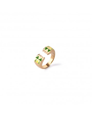 Épithètes - Bague dorée taille ajustable motif pattes de lion géométriques stylisées 5 teintes au choix pour femme -vert