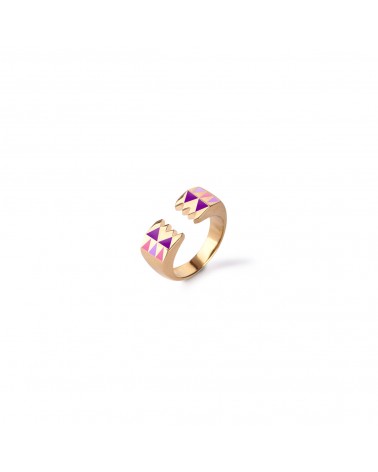 Épithètes - Bague dorée taille ajustable motif pattes de lion géométriques stylisées 5 teintes au choix pour femme -violet