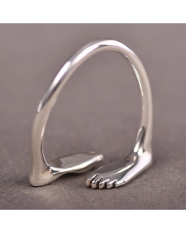 Épithètes – Bague en Argent 925°°°, taille ajustable, deux pieds sculptés vus de dessus entourant le doigt, pour femme